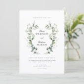 Simple Eucalyptus Greenery Wedding QR Code RSVP Kaart (Staand voorkant)