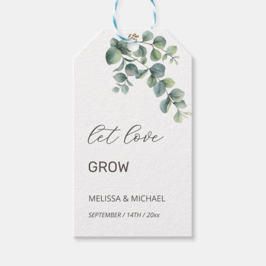 Simple Eucalyptus Leave  Wedding  Cadeaulabel (Voorkant)