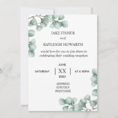 Simple Eucalyptus Mariage Réception Invitation (Devant)