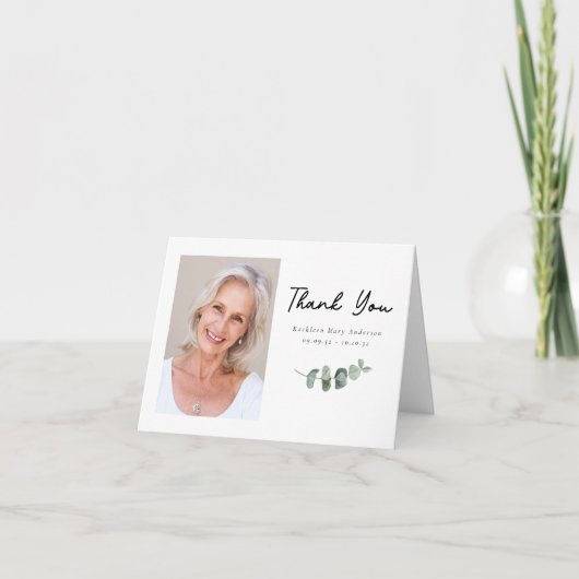 Simple Eucalyptus Photo Funéraire Sympathie Merci (Devant)