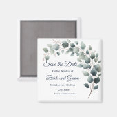 Simple Eucalyptus Wedding Save the Date Magnet (Recto/Verso)