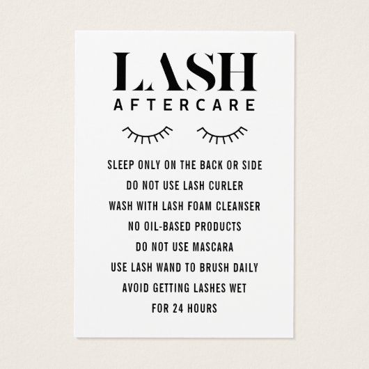 Simple Eyelash Extensions Lash carte de post-soins (Dos)