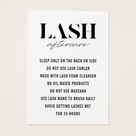 Simple Eyelash Extensions Lash carte de post-soins (Dos)