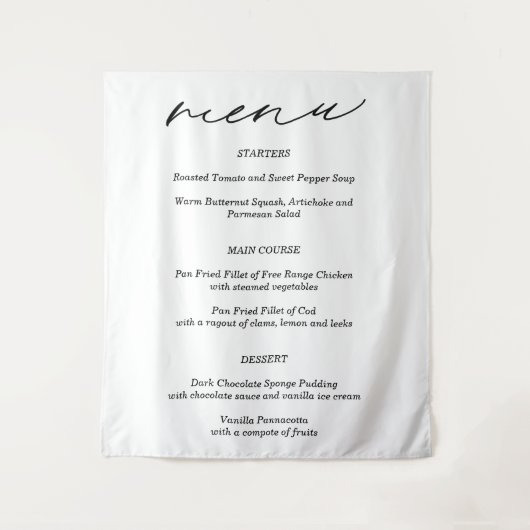 Simple Fabric Wedding Menu Banner Wandkleed (Voorkant)