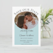 Simple Faire-Part à Photo Ovale | Sarcelle (Debout devant)