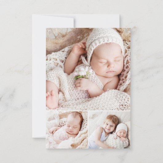 Simple Faire-part bébé photo Collage moderne (Dos)