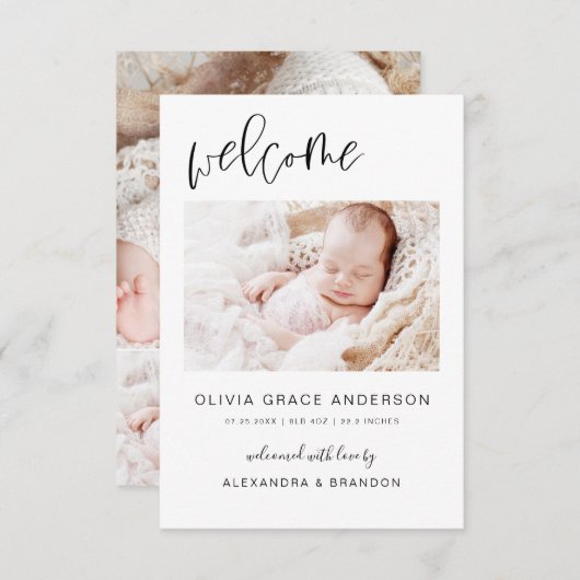 Simple Faire-part bébé photo Collage moderne (Devant / Derrière)