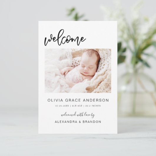 Simple Faire-part bébé photo Collage moderne (Debout devant)