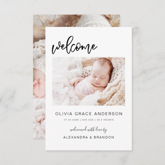 Simple Faire-part bébé photo Collage moderne (Devant / Derrière)