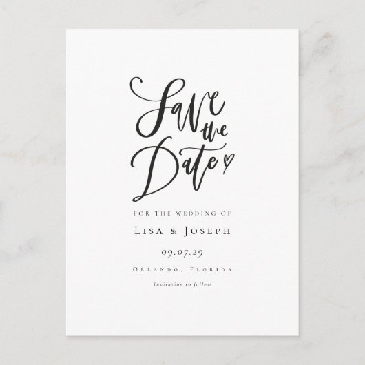 Simple Faire-part de date à sauver Noir et Blanc (Devant)