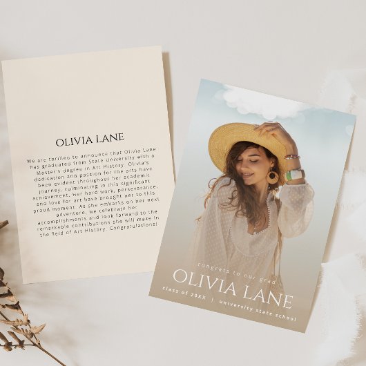 Simple Faire-part de diplôme en photo complète