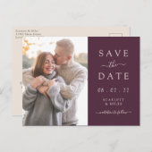 Simple Faire-Part de Mariage à Burgundy avec Photo (Devant / Derrière)