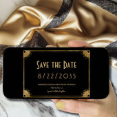 Simple Faire-Part de Mariage Art Déco Or Noir à Sa