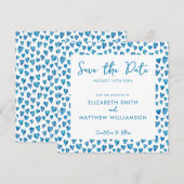 Simple Faire-part de mariage bleu à conserver (Devant / Derrière)