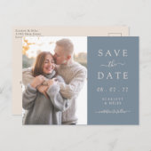 Simple Faire-Part de Mariage Bleu Poussiéreux pour (Devant / Derrière)