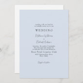 Simple Faire-Part de Mariage Bleu Poussiéreux Sans (Devant / Derrière)