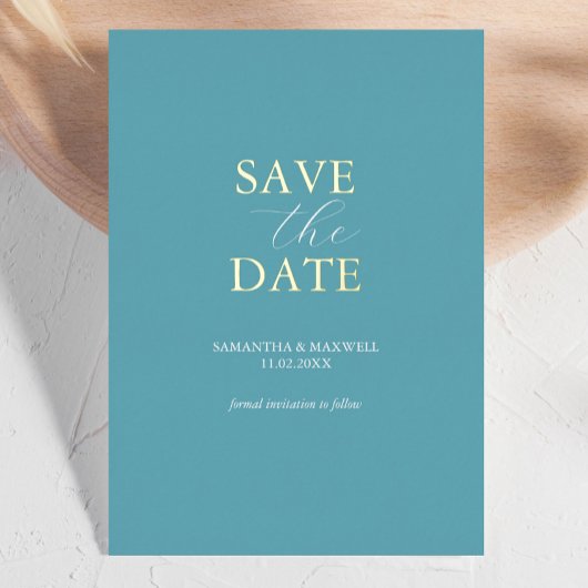 Simple Faire-Part de Mariage Bleu Turquoise