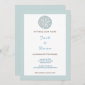 Simple Faire-part de mariage bleu vert sable (Devant / Derrière)