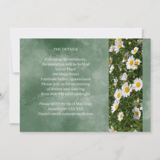 Simple Faire-part de mariage catholique verte (Dos)