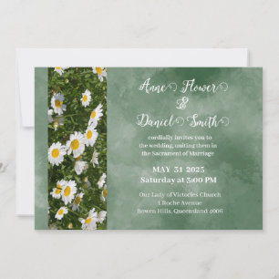 Simple Faire-part de mariage catholique verte