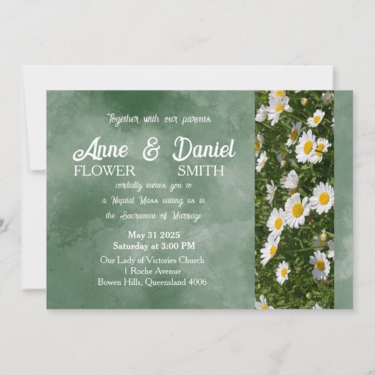 Simple Faire-part de mariage catholique verte (Devant)