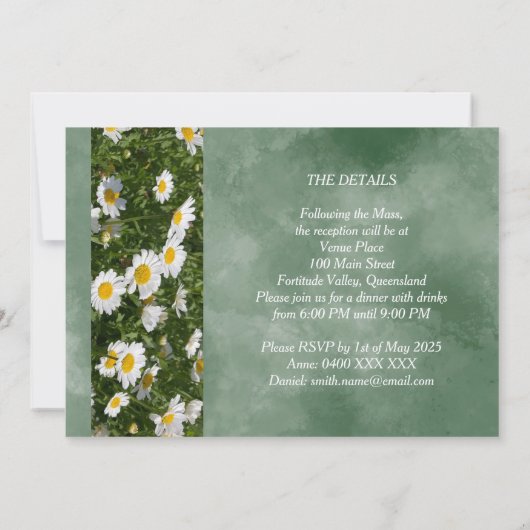 Simple Faire-part de mariage catholique verte (Dos)