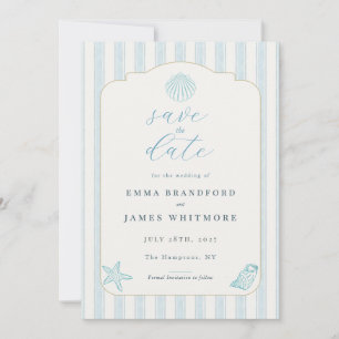Simple Faire-Part de Mariage Coquillage Bleu de la