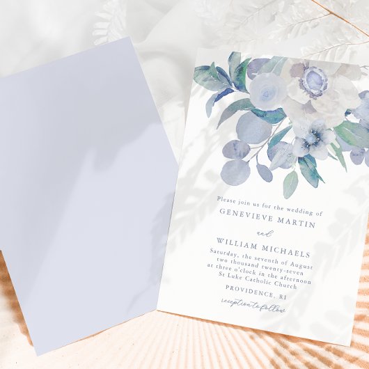 Simple Faire-part de mariage de bouquet floral ble