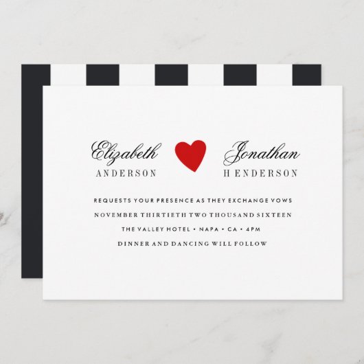 Simple Faire-part de mariage de calligraphie du co (Devant / Derrière)