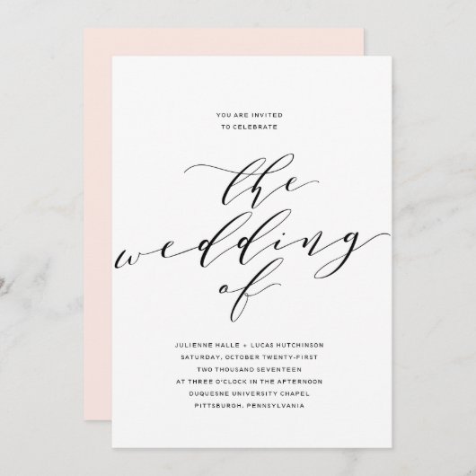 Simple Faire-part de mariage de calligraphie roman (Devant / Derrière)