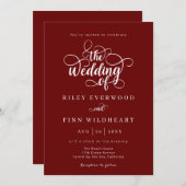 Simple Faire-part de mariage de calligraphie rusti (Devant / Derrière)