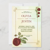 Simple Faire-part de mariage de fleurs rouges bord (Devant)