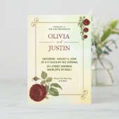 Simple Faire-part de mariage de fleurs rouges bord (Debout devant)