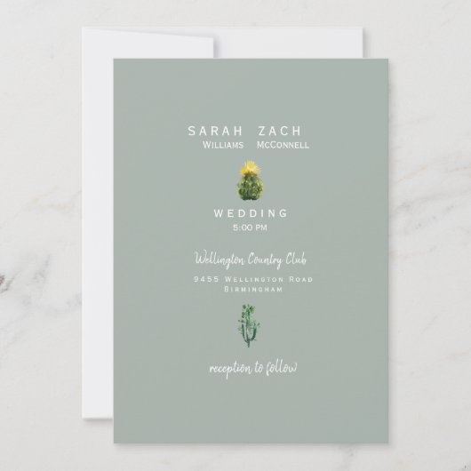 Simple Faire-part de mariage de taille de cactus m (Devant)