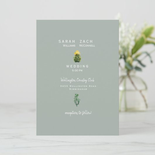 Simple Faire-part de mariage de taille de cactus m (Debout devant)