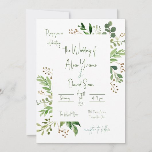 Simple Faire-part de mariage de verdure irlandaise (Devant)
