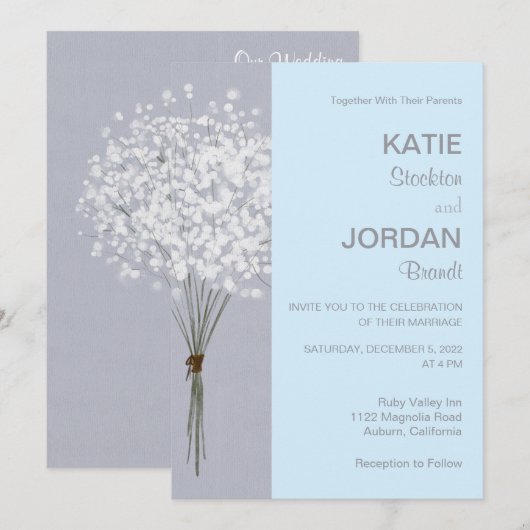 Simple Faire-part de mariage floral Bouquet (Devant / Derrière)