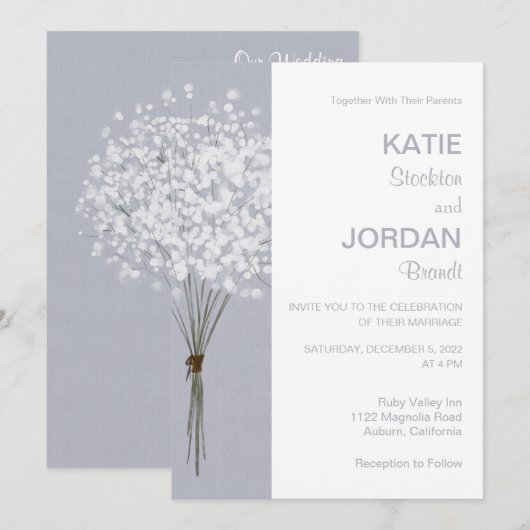 Simple Faire-part de mariage floral Bouquet (Devant / Derrière)