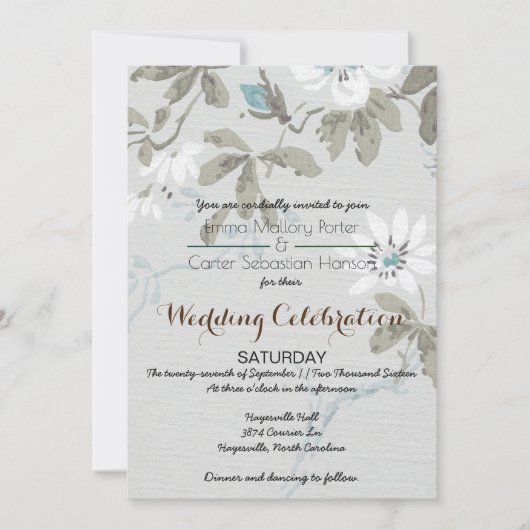 Simple Faire-part de mariage floral Chic Shabby (Devant)