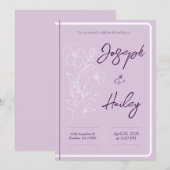 Simple Faire-part de mariage Floral Purple Lavende (Devant / Derrière)