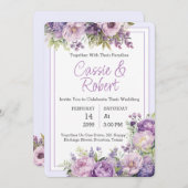 Simple Faire-part de mariage Floral Purple Moderne (Devant / Derrière)