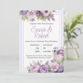 Simple Faire-part de mariage Floral Purple Moderne (Debout devant)