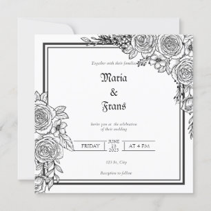 Simple Faire-part de mariage Floral Romance.