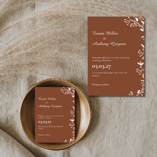 Simple Faire-part de mariage Floral Rustique