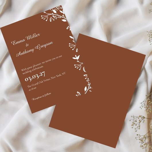 Simple Faire-part de mariage Floral Rustique