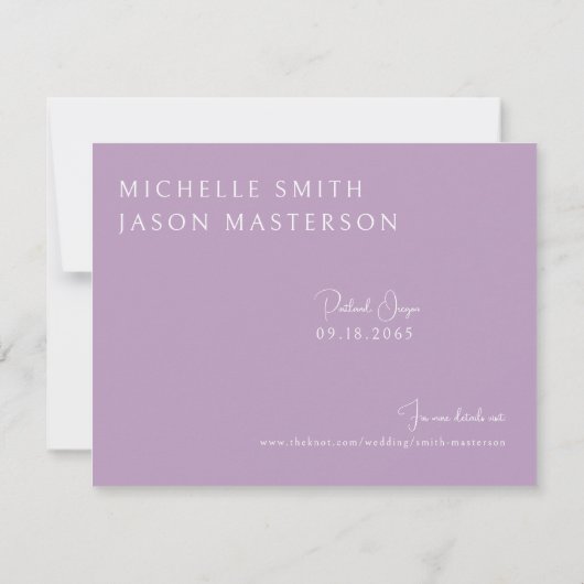 Simple Faire-Part de Mariage Lavande (Dos)