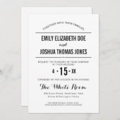 Simple faire-part de mariage noir blanc (Devant / Derrière)