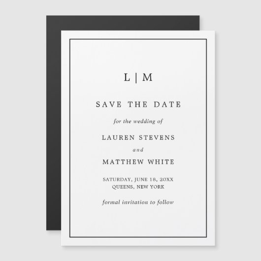 Simple Faire-Part de Mariage Noir et Blanc (Devant / Derrière)