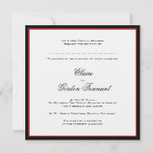 Simple Faire-part de mariage noir et rouge classiq (Dos)