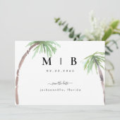 Simple Faire-Part de Mariage Tropical avec Initial (Debout devant)